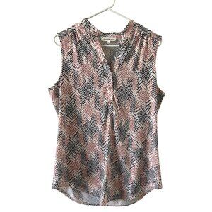 Sleeveless Chevron Print Blouse XL By Perseption Concept - Pink & Black
